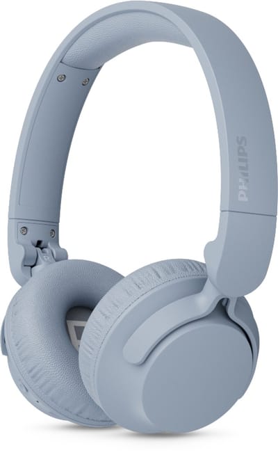 PHILIPS TAH4000 draadloze on-ear hoofdtelefoon, 70 uur afspeeltijd, Dynamic Bass, 32 mm drivers, Bluetooth 6.0 Multipoint, snelkoppelen, vervangbare kussentjes & batterij, licht & opvouwbaar – Licht Blauw