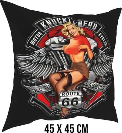 Allernieuwste.nl® Kussen Vintage Route 66 - Kussenhoes polyester peach skin Perzikhuid - Kussenovertrek Pinup - Kleur 45 x 45 cm
