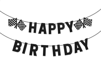 Dailygoods- Verjaardagsbanner Dubbelzijdig - Raceauto Decoratie - Vlaggen/Kaarten Set - 15 Stuks - 3 Meter Snaar - Premium Papier - Feestdecoratie
