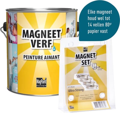 MagPaint Magneetverf Starterspakket - 2.5L (5m²) - Inclusief 4 super sterke 22mm Magneten (neodymium)