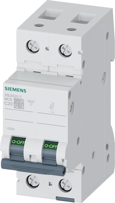 Siemens Automatische schakelaar 6ka 1+n-p c20 5sl6520-7