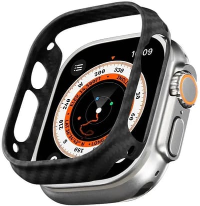 PITAKA Air Case Geschikt voor Apple Watch Ultra 3 / 2 / 1 49MM - Ultra Dun Hoesje - 600D Aramidevezels - Zwart/Grijs