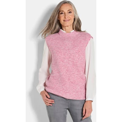 Ribpullover met opstaande kraag - rosé - Gr. 19 van Goldner Fashion