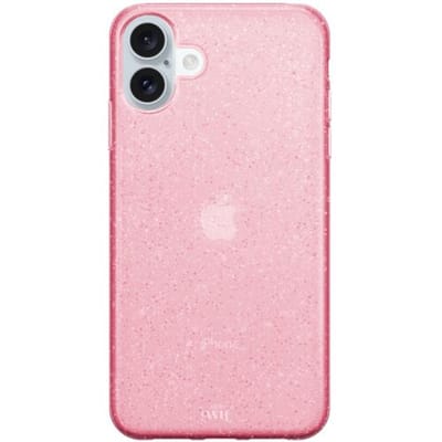 xoxo Wildhearts siliconen glitter hoesje - Sparkle Away Roze - Siliconen hoesje geschikt voor iPhone 16 - Shockproof case met glitters - Glitter hoesje Roze