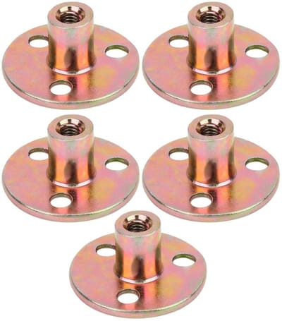 Dailygoods- T-moerflens 5 Stuks - Gegalvaniseerd Ijzer - 3-gaats Bevestiging - Stevig en Sterk - Roestbestendig - Praktisch Ontwerp - Meubelschroef