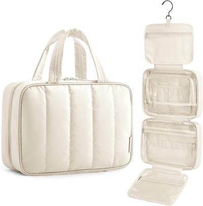 KZQ Reistoilettas Beige Draagbare Waterdichte Make Up Tas Opbergtas Voor Accessoires En Toiletartikelen