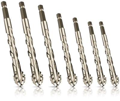 Viergroeven boor met zaagtanden, vier snijkanten, 1/4 hex shank, hoogwaardig tegelboorset met hardmetalen punt voor precisiewerk en duurzaamheid