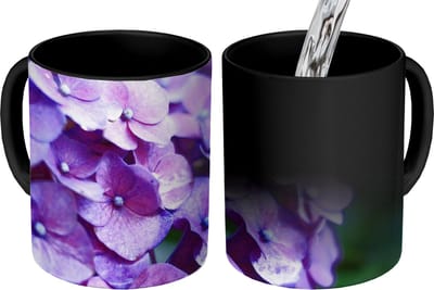 Magische Mok - Foto op Warmte Mokken - Koffiemok - Bloemen - Paars - Hortensia - Natuur - Bloemblaadjes - Magic Mok - Beker - 350 ML - Theemok