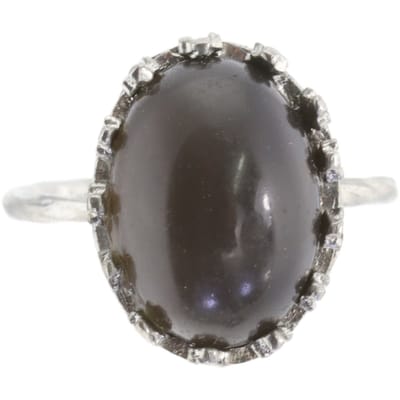 Behave - Ring - Zilverkleurige ring met antraciet zwarte steen – Mystieke elegantie & gotische chic