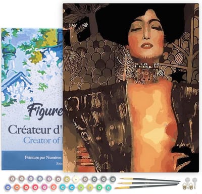 Figured'Art Schilderen op Nummer Volwassenen met lijst - Gustav Klimt - Judith - Handwerk acrylverf Kit DIY Compleet - 40x50cm Canvas al ingelijst