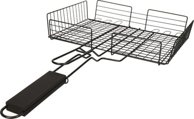 BBQ Collection/barbecue rooster - grill mand - metaal/hout - 30 x 26 x 6 cm - Met hoge rand