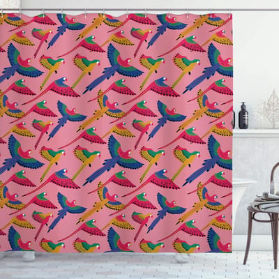 ABAKUHAUS Douchgordijn Papegaaien – 175x240 cm – Pastel Multicolor