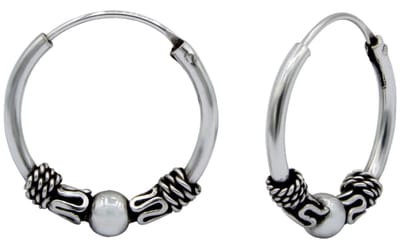 Joy|S - Zilveren Bali oorbellen - classic - 14 mm oorringen - geoxideerd