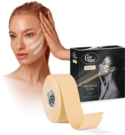 CureTape® Beauty 1 rol 2,5 cm x 5 m - Kinesiotape voor gezicht - Huidvriendelijke tape voor huidverbetering - beauty taping - face taping - anti aging - Beauty Tape