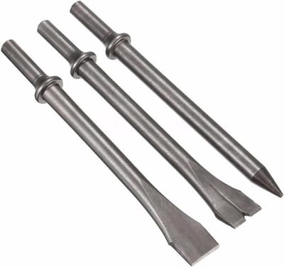 Luchthamerbeitelset - Pneumatisch gereedschap Lange bits - Metaalbewerking - 3 Delige Set - 173x10mm - Metaal