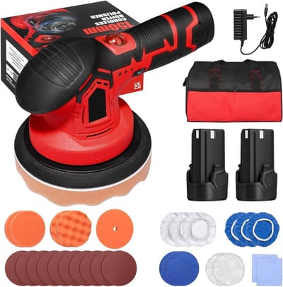 Florixa® Polijstmachine Auto - Excentrische Polijstmachine - Polijstmachine - Rood/Zwart - 35cm x 23cm x 19cm