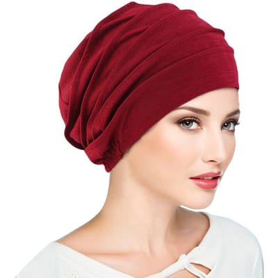 Muslim Vrouwen Stretch Slaap Chemo Hoed Katoenen Muts Slaap Hijab Turban Hoofddeksel Pet Hoofddoek voor Kanker Haaruitval Accessoires Size fits all wijnrode kleur