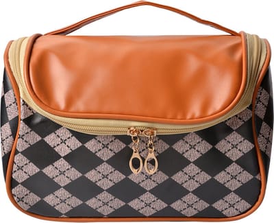 Juleeze Toilettas Dames 22x13x14 cm Zwart Bruin Polyester