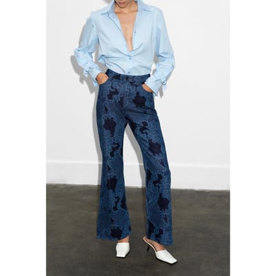 French Connection Jennie Lace Print Denim Jean Dark Indigo Dark Indigo Größe: 10 | Ausgestellte Hosen Outlet | Damen | Blau