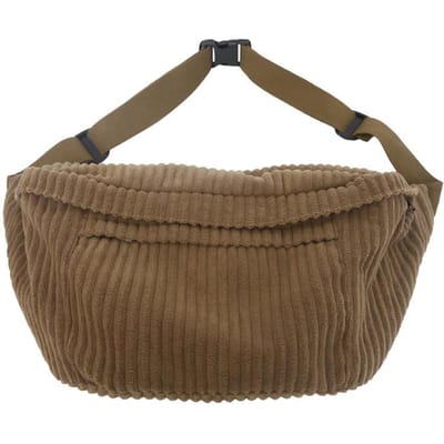 Sac banane grande capacité pour femme, sac à bandoulière décontracté, sac banane simple pour téléphone, sac banane en velours côtelé pour femme marron