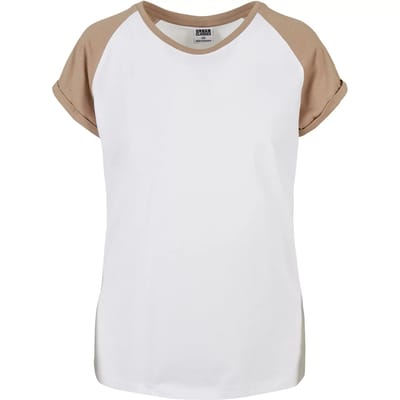 Urban Classics - Contrast Raglan Dames T-shirt - XS - Wit/Creme