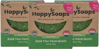 HappySoaps Aloë You Vera Much - 3-Pack Shampoo Bar Aloë You Vera Much – Plasticvrij & Vegan