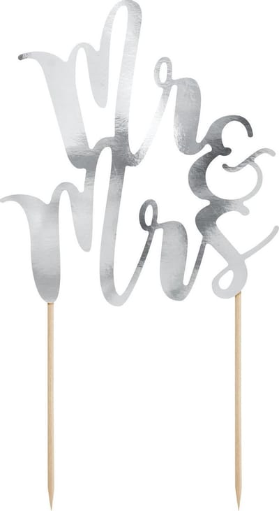 Cake topper Mr & Mrs | papier | zilver