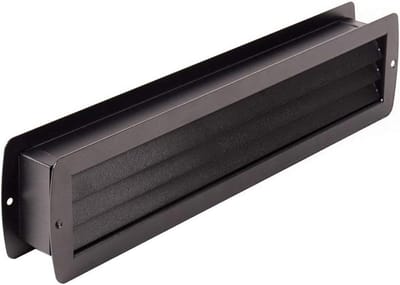 Ventilatie rooster - Deur rooster - Luchtcirculatie verbeteren - Poedercoating RAL9005 - 465x105mm - Zwart