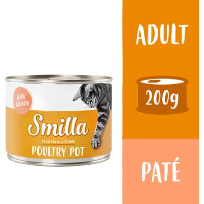 Smilla Gevogeltepannetje Kattenvoer 6 x 200 g - Mals Gevogelte met Zalm