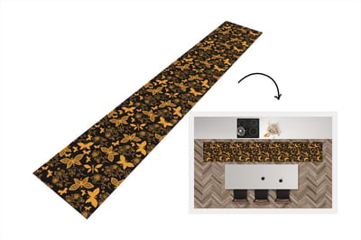 Keukenloper - Loper keuken - Bloemen - Vlinder - Goud - Patroon - 300x50 cm - Keukenloper vinyl