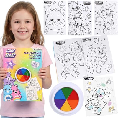 Care Bears Vingerverf in 6 kleuren + kleurplaten, creatieve set voor meisjes, kunstset