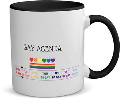 Akyol - pride cadeau - koffiemok - theemok - zwart - Lgbt - lgbt pride - pride vlag - gay cadeau - gay pride accessoires - homo - lgbtq vlag - accessoires - cadeau - met tekst - cadeau - 350 ML inhoud