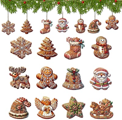 Dailygoods- Kerstboomversiering 24 Stuks - Houten Versiering - Kerstversiering met Koord - Om Op Te Hangen - Decoratie voor de Boom - Feestelijke Sfeer - Kerstdecoratie