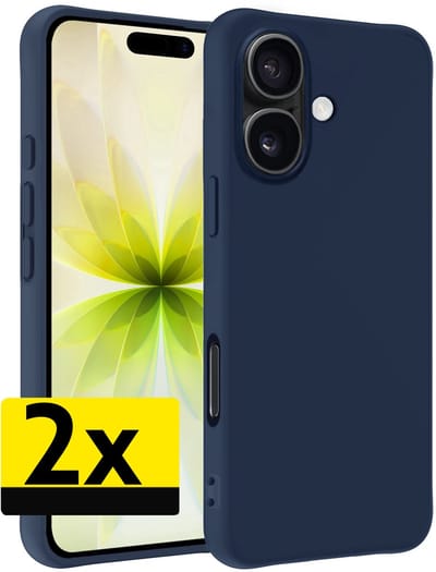 Hoesje - 2 Stuks - Geschikt voor Apple iPhone 17 - Sterk & Shockproof - Case Siliconen - Back Cover - Telefoon Hoes - Telefoonhoesjes - Donkerblauw
