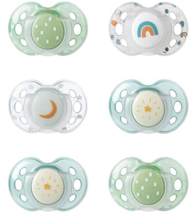 Fopspen Set 6 Stuks, Orthodontisch, BPA-vrij Siliconen, Luminiserende Grip, 18-36 maanden