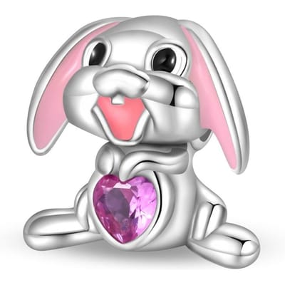 Authentique Original Cuivre Métal Breloque Perles Composants Luxe Cœur Violet Lapin Rose Perles Composants Compatible Avec Bracelet Haute Qualité Fin gray