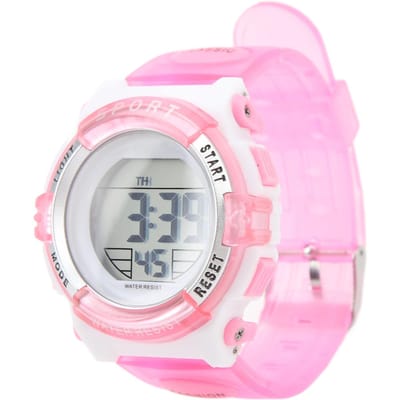 Digitale Chronograaf Horloge Meisjes Student Elektrisch Waterdicht PU Band voor Zwemmen Sport met roze