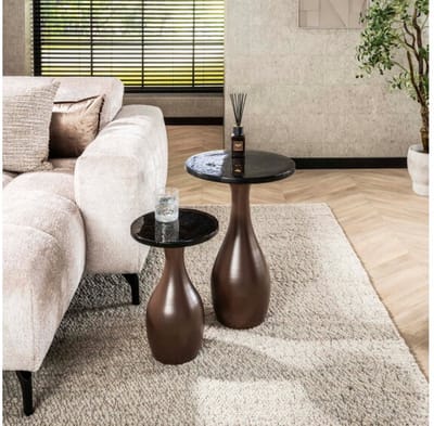 Bijzettafel druppel S Eclips - Koper antiek finish