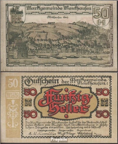 Bankbiljet Mauthausen - Oud Geld - Verzamelen - Ongecirculeerd 1920 - 9 gram - Helder