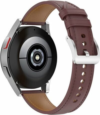 By Qubix - Geschikt voor Garmin bandje - Geschikt voor Garmin Vivomove 3 / HR / Luxe / Sport / Style / Trend - Luxe leren bandje - Donkerbruin - Smartwatch bandje 20mm