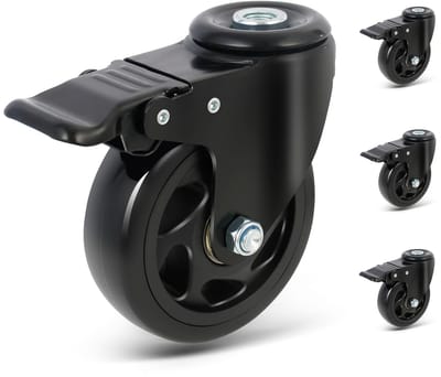 Zwenkwielen met Rem en 360 Graden Rotatie - Set van 4, 100 mm, 500 kg Draagvermogen