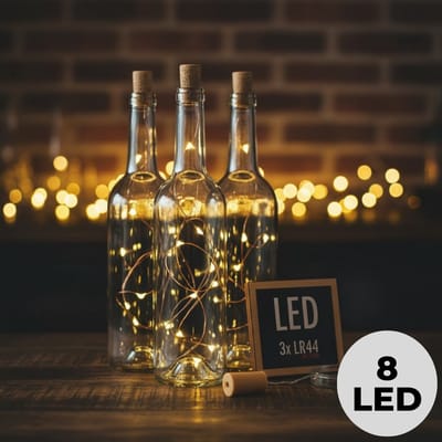 Lomera Kurk met LED Lampjes - Wijnfles Verlichting - Flessenverlichting - LED Lichtsnoer - Warm Witte Lampjes - Kurk voor Wijnfles - Kerstlampjes - Kerstverlichting - Aan-Uit Schakelaar - Inclusief Batterijen