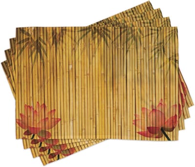 New Bed Aziatisch thema Oosters motief bloemen Set van 4 Placemat voor Eettafel, Wasbare Stof met Antislip Achterkant
