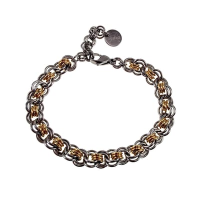 Esde2 Unisex Armband - Tweekleurig RVS Goud & Zilver - Handgemaakte Ringarmband Verstelbaar 16-19cm