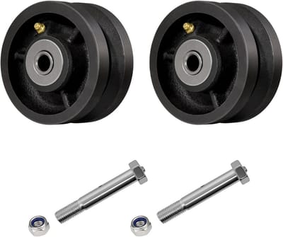 4 x 2 Inch Schuifpoortrollen - Gietijzer V-groefwielen met Rollager voor Zware Toepassingen - 317 kg Capaciteit