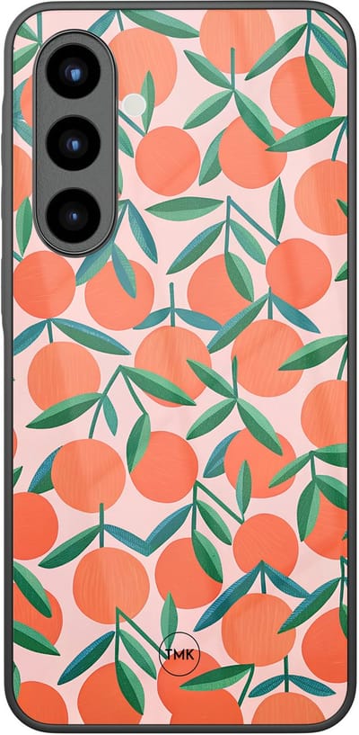 Hoesje geschikt voor Samsung Galaxy A56 - Sweet oranges - Oranje - TPU luxe case (glossy toplaag) - Print - Hardcase backcover zwart