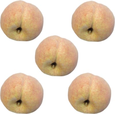 Bellatio Flowers & Plants kunstfruit - 5x - perzik - verzwaard - kunststof - 8 cm - Decoratie - nep/namaak fruit