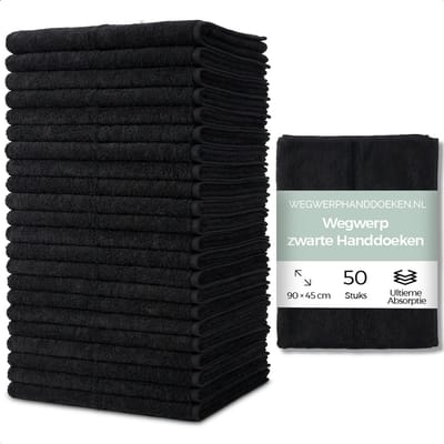 Wegwerphanddoeken Organic Handdoek - 90x45 cm - 100% Organische Plantenvezels - Hypoallergeen - Zwart - Hoge Absorptie