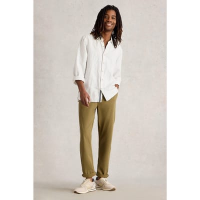 White Stuff Keswick Stripe Ls Linen Shirt Natural Multi Maat: S | Casual Overhemden Outlet | Heren | Wit