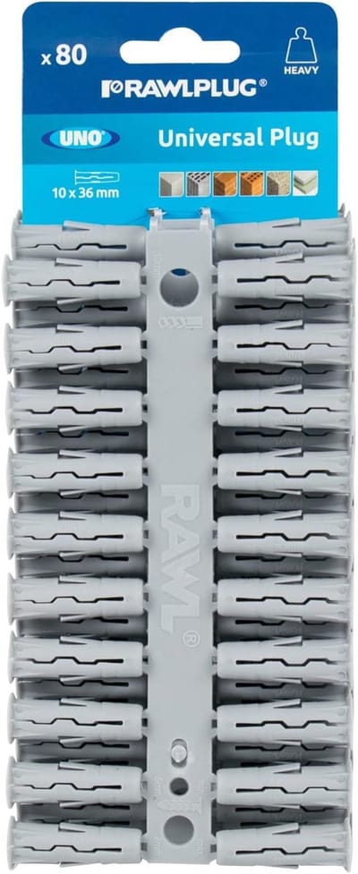 Universele muurpluggen voor gipsplaat, metselwerk en beton - 10 mm - Set van 80